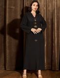 Robe Abaya Col V Noire