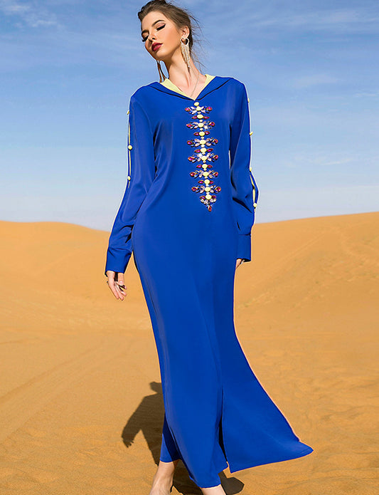 Robe Djellaba Bleu Royal Pour Femmes