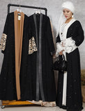 Robe Abaya pour femmes musulmanes Dentelle Dorée