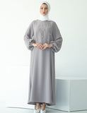 Robe Grande Taille à Manches Longues avec Perles