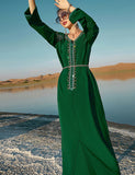 Caftan Abaya Vert à Strass