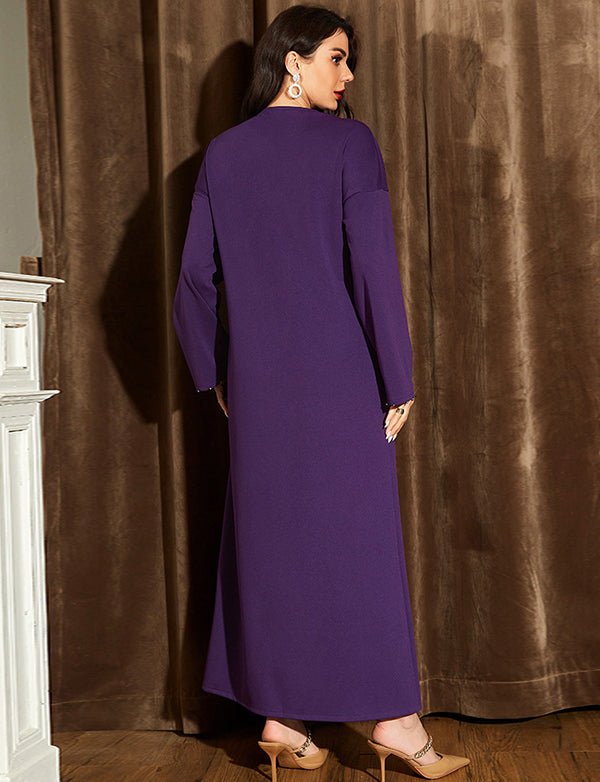 Robe Abaya Eid Mubarak à Col en V pour Femme