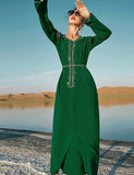 Caftan Abaya Vert à Strass