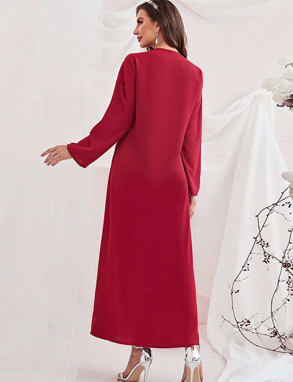 Robe Abaya Eid Mubarak à Col en V pour Femme