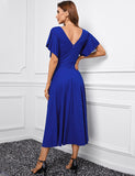 Robe de Cocktail Volantée à Manches Courtes