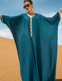Robe Caftan Bleu Grande Taille