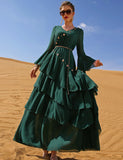 Robe en Mousseline Vert Foncé