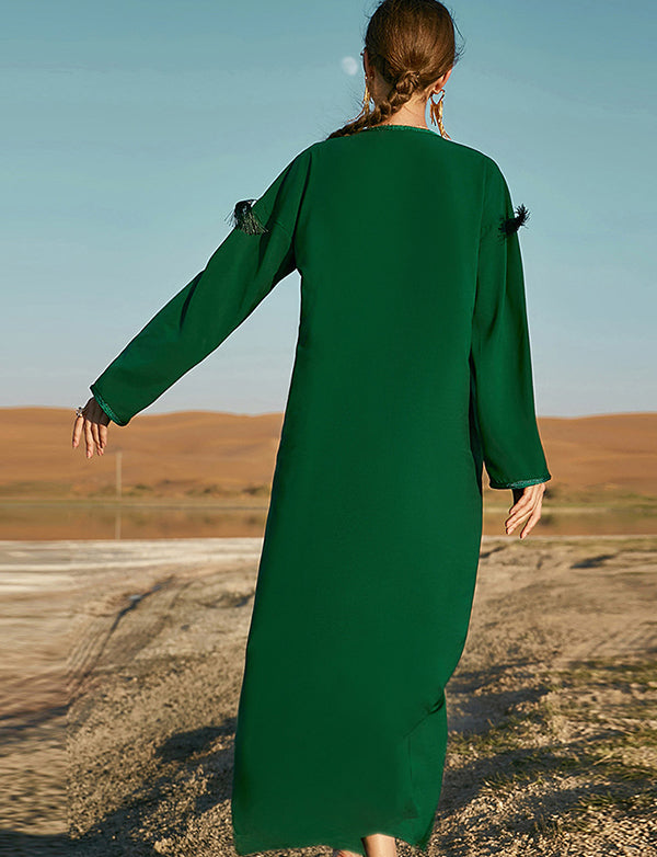 Caftan Abaya Vert à Strass