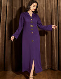 Robe Abaya Eid Mubarak à Col en V pour Femme