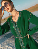 Caftan Abaya Vert à Strass