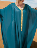 Robe Caftan Bleu Grande Taille