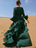 Robe en Mousseline Vert Foncé