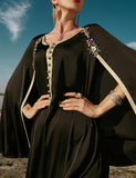Robe Longue Cape Noire Perlée
