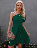 Robe de Cocktail Asymétrique à Volants