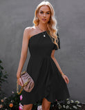 Robe de Cocktail Asymétrique à Volants