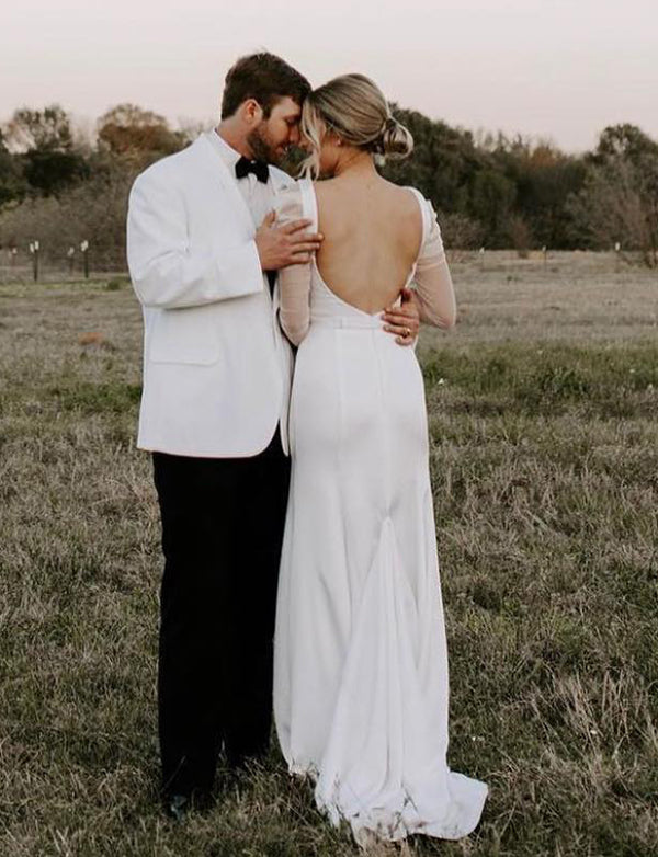 Dressself Robe de Mariée Simple Dos Nu Robes de Mariage Élégant