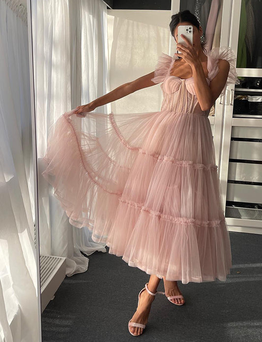 Robe de Bal en Tulle Rose