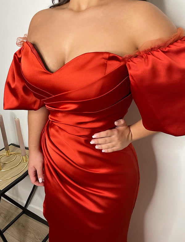 Robe de Soirée Sirène en Satin à Une Épaule Robe Cocktail Mariage –  Dressself