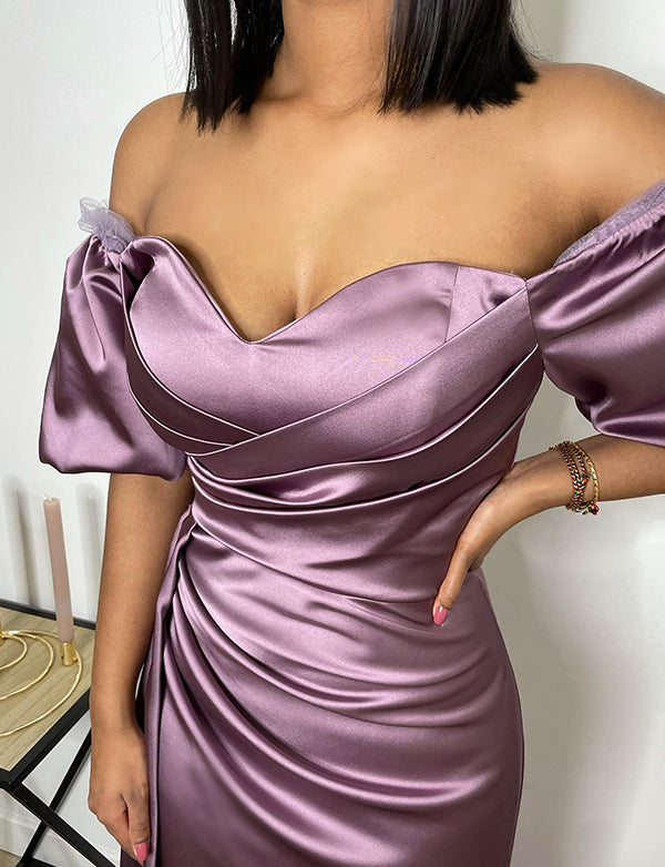 Robe de Soirée Sirène en Satin à Une Épaule Robe Cocktail Mariage –  Dressself