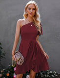 Robe de Cocktail Asymétrique à Volants