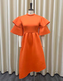 Robe de Cocktail Mi-longue à Manches Évasées pour Femme