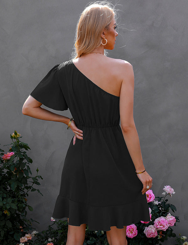 Robe de Cocktail Asymétrique à Volants