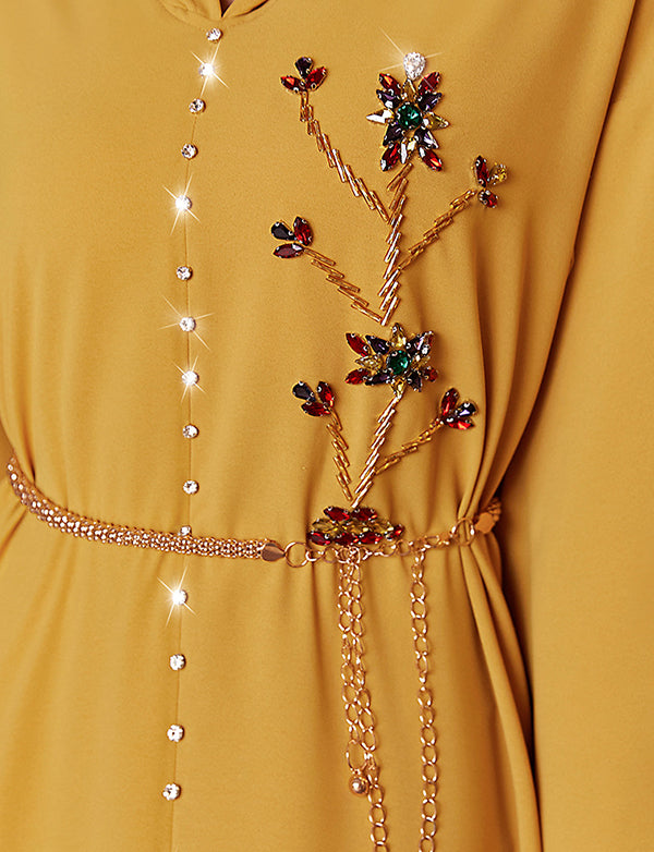 Jellaba Jaune Femmes Musulmanes Robe