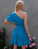Robe de Cocktail Asymétrique à Volants
