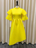 Robe de Cocktail Mi-longue à Manches Évasées pour Femme
