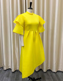 Robe de Cocktail Mi-longue à Manches Évasées pour Femme