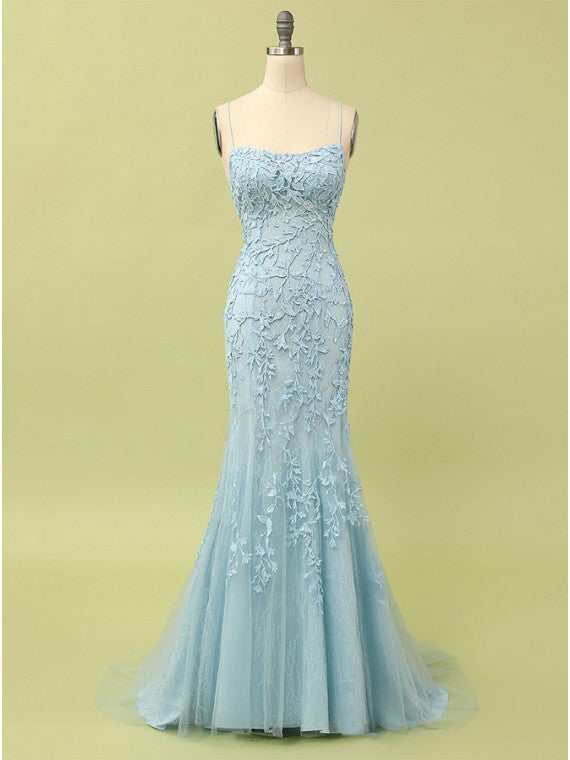Robe de Soirée Sirène Bleu