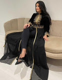 Caftan Marocain Noir Col Haut(Pantalon Non Inclus)