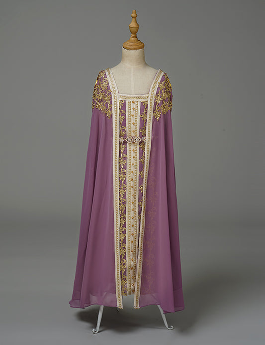 Caftan Fille Mousseline Violet