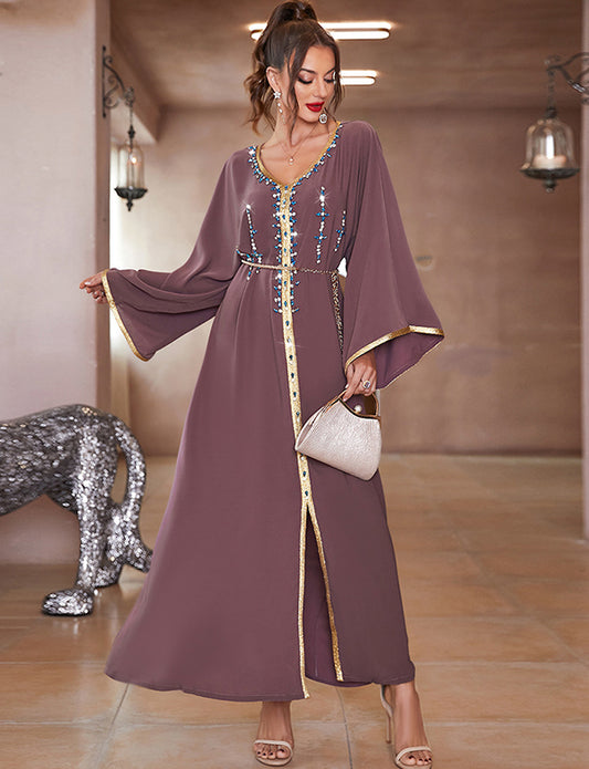 Robe Caftan Améthyste en Strass