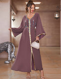 Robe Caftan Améthyste en Strass