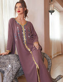 Robe Caftan Améthyste en Strass
