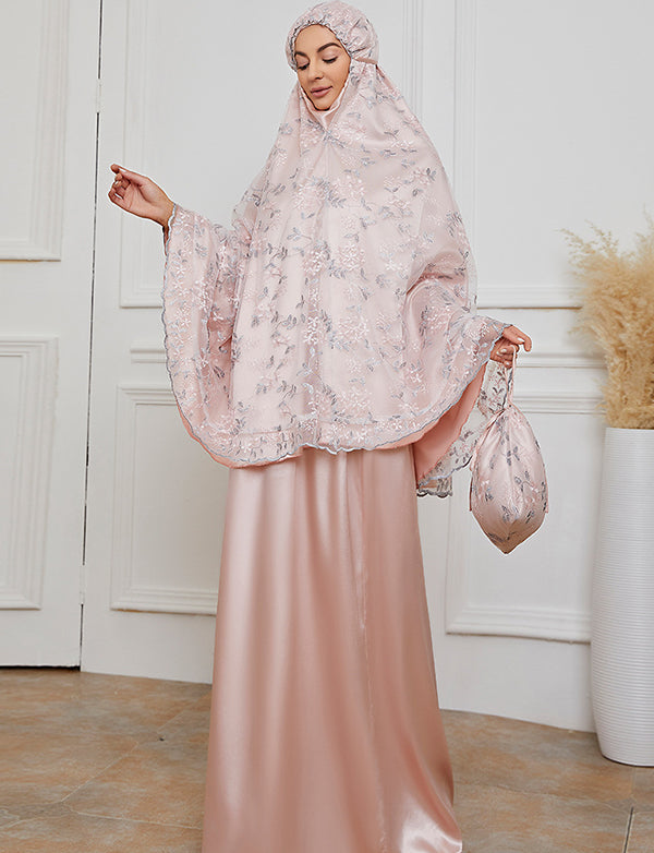 Costume Femme Dentelle Brodée Rose