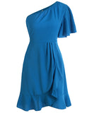 Robe de Cocktail Asymétrique à Volants