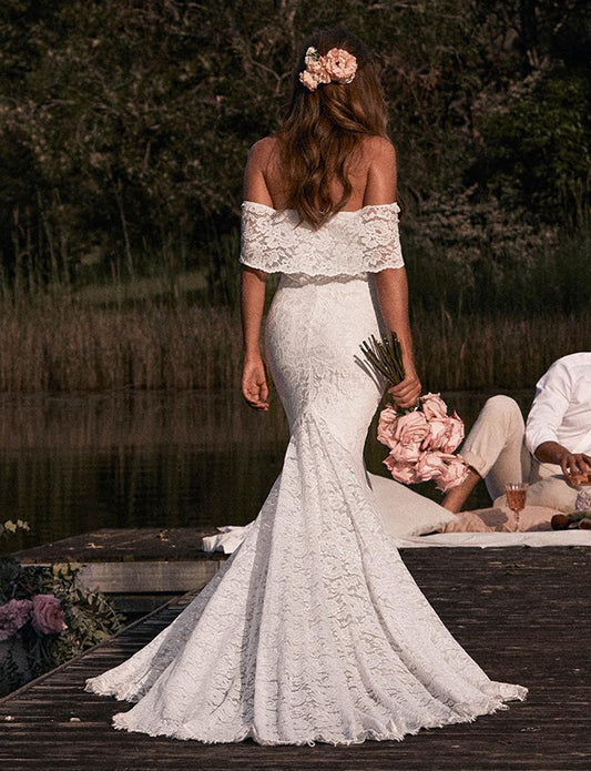 Robe de Mariée Bohème en Dentelle Sirène