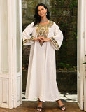 Blanc à manches longues Party Wear Kaftan Robes