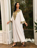 Blanc à manches longues Party Wear Kaftan Robes
