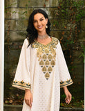 Blanc à manches longues Party Wear Kaftan Robes