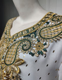 Blanc à manches longues Party Wear Kaftan Robes