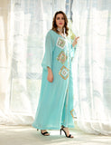 Paillettes Bleu clair Long Marocain Caftan