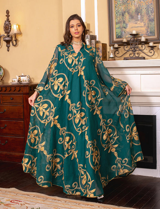 Robe marocaine élégante caftan en maille brodée