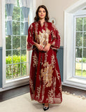 Broderie À Paillettes Orange Caftan Femmes Robe Arabe