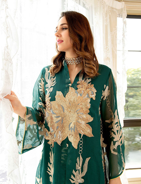 Broderie À Paillettes Bleu Caftan Femmes Robe Arabe