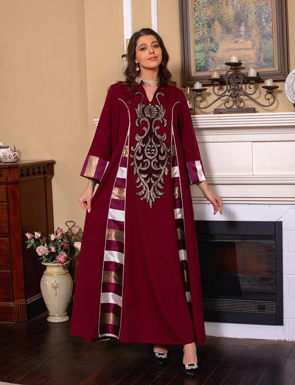 Bourgogne Robe de soirée caftan marocaine