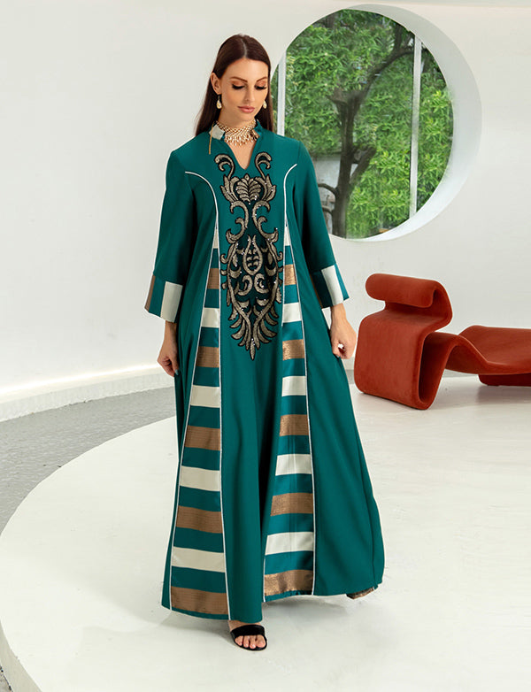 Vert foncé Robe de soirée caftan marocaine