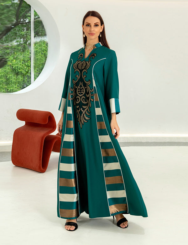 Vert foncé Robe de soirée caftan marocaine